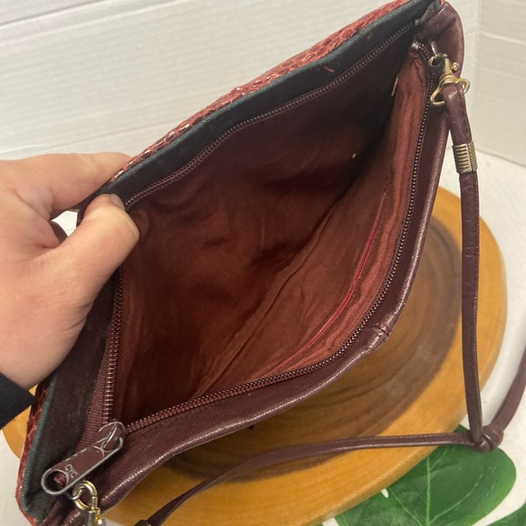 Vintage Unbranded Leather & Snakeskin Burgundy Clutch & Shoulder Bag - Picture 6 of 13